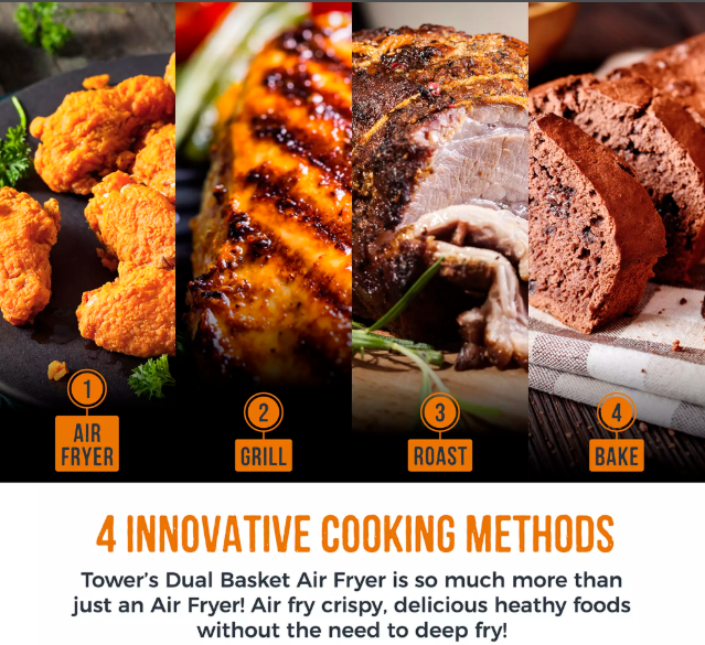 Tower Vortx Vizion 9L Dual Basket Digital Air Fryer T17100