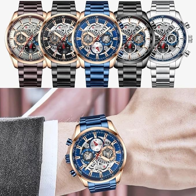 CURREN 8391 Top Luxury Brand Men's Casual Sports Watch Men's Watch, Waterproof Luminous Stainless Steel Men's Wrist Watch