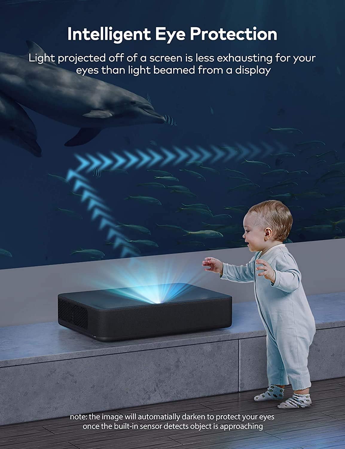 VAVA Laser Smart TV Projector 4K HDR10 Ultra-Short Throw Home Movie Projector 2500 Lumens Built-in Harman Kardon Sound Bar Cinema view - Compatible with Fire TV Stick PS4 3 HDMI AV & USB