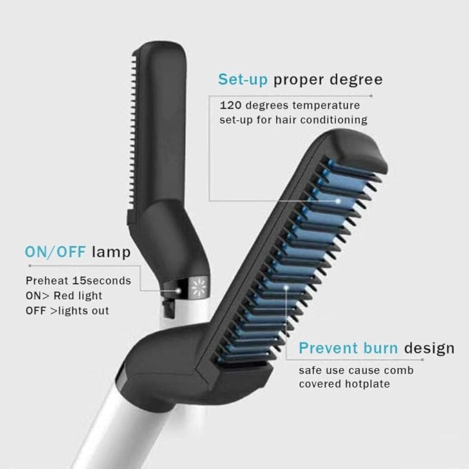 MAKINGTEC Beard Straightener for Men, Hair Straightener Brush, Beard Straightening Comb, Quick Heated Anti Scald Multifunctional Ionic Hair Beard Straightener Comb Styler Tools