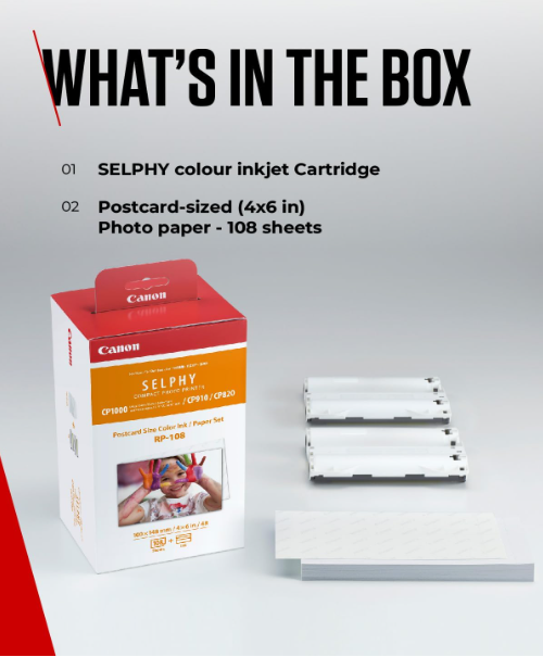 Canon Rp108 Post Card Size Color Ink / Paper Set