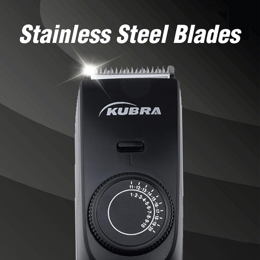 Kubra KB-1088 Hair and Beard Trimmer with USB Charging, 40 Length Setting, 45 minutes Cordless use, 1 Year Warranty (Black)